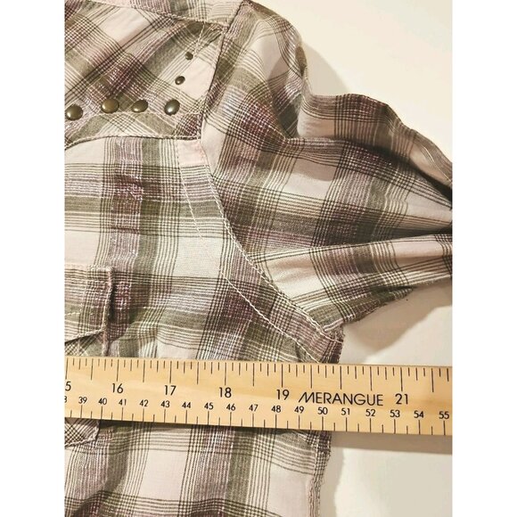 Ariat Women's Studded Pink Plaid Long Sleeve Evelyn Snap Western Shirt Sz Large - Picture 8 of 11